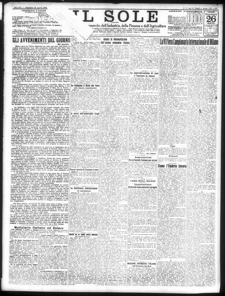 Il sole : giornale commerciale, agricolo, industriale... : organo ufficiale della Camera di commercio e industria di Milano ...