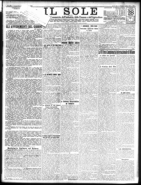 Il sole : giornale commerciale, agricolo, industriale... : organo ufficiale della Camera di commercio e industria di Milano ...