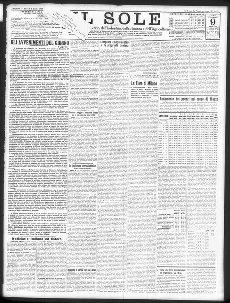 Il sole : giornale commerciale, agricolo, industriale... : organo ufficiale della Camera di commercio e industria di Milano ...