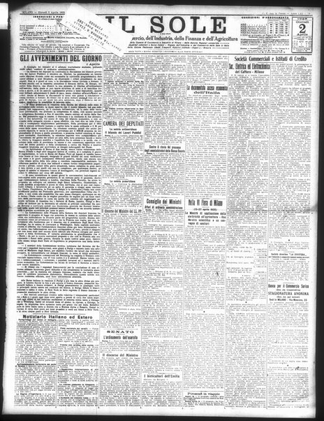 Il sole : giornale commerciale, agricolo, industriale... : organo ufficiale della Camera di commercio e industria di Milano ...