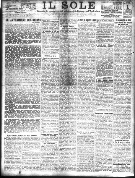 Il sole : giornale commerciale, agricolo, industriale... : organo ufficiale della Camera di commercio e industria di Milano ...