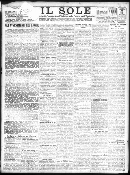 Il sole : giornale commerciale, agricolo, industriale... : organo ufficiale della Camera di commercio e industria di Milano ...