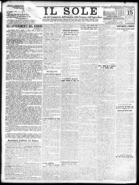Il sole : giornale commerciale, agricolo, industriale... : organo ufficiale della Camera di commercio e industria di Milano ...