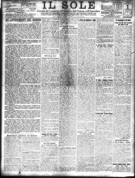 Il sole : giornale commerciale, agricolo, industriale... : organo ufficiale della Camera di commercio e industria di Milano ...