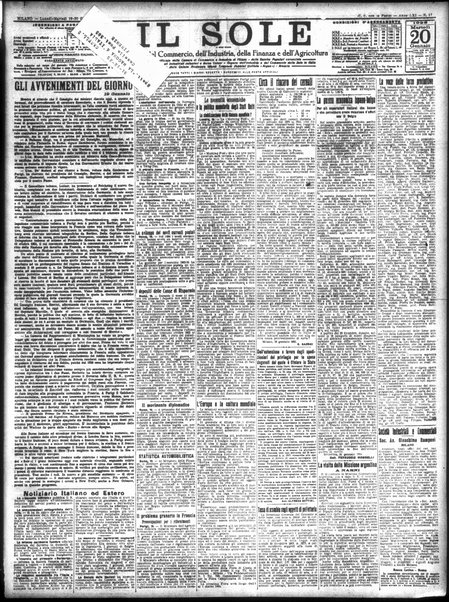 Il sole : giornale commerciale, agricolo, industriale... : organo ufficiale della Camera di commercio e industria di Milano ...