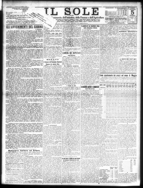 Il sole : giornale commerciale, agricolo, industriale... : organo ufficiale della Camera di commercio e industria di Milano ...