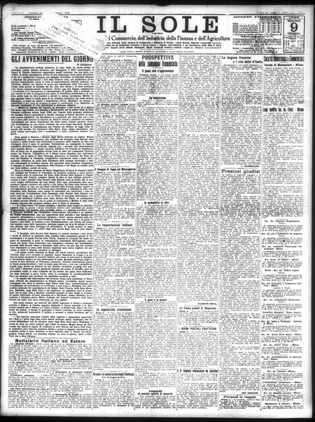 Il sole : giornale commerciale, agricolo, industriale... : organo ufficiale della Camera di commercio e industria di Milano ...