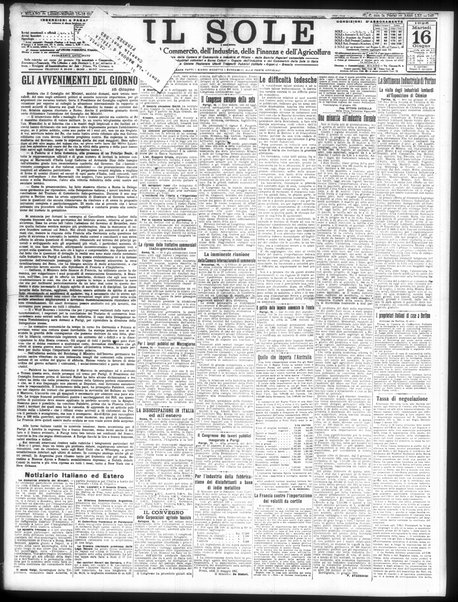 Il sole : giornale commerciale, agricolo, industriale... : organo ufficiale della Camera di commercio e industria di Milano ...