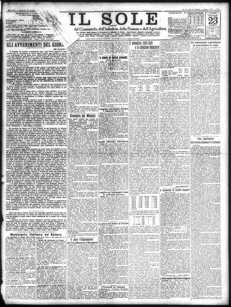 Il sole : giornale commerciale, agricolo, industriale... : organo ufficiale della Camera di commercio e industria di Milano ...