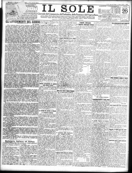 Il sole : giornale commerciale, agricolo, industriale... : organo ufficiale della Camera di commercio e industria di Milano ...