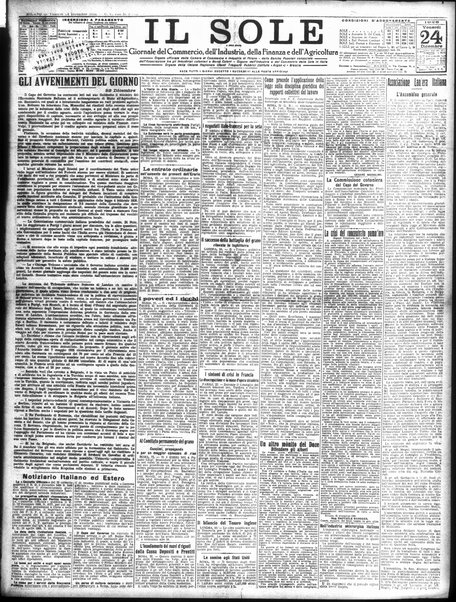 Il sole : giornale commerciale, agricolo, industriale... : organo ufficiale della Camera di commercio e industria di Milano ...