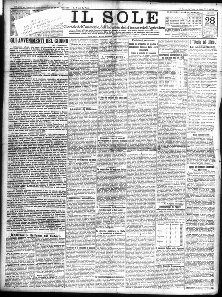 Il sole : giornale commerciale, agricolo, industriale... : organo ufficiale della Camera di commercio e industria di Milano ...