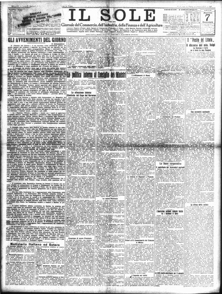 Il sole : giornale commerciale, agricolo, industriale... : organo ufficiale della Camera di commercio e industria di Milano ...