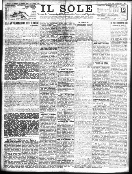Il sole : giornale commerciale, agricolo, industriale... : organo ufficiale della Camera di commercio e industria di Milano ...