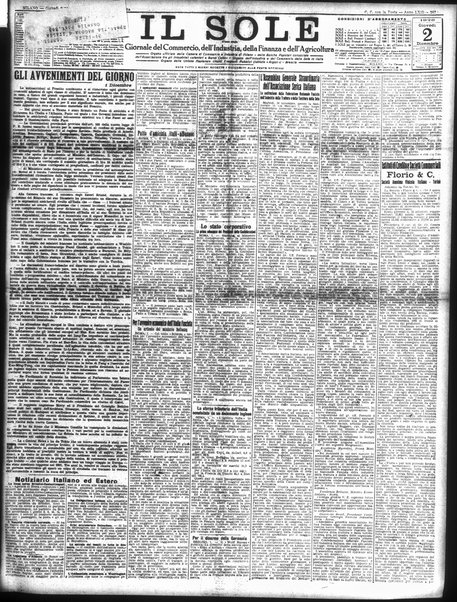 Il sole : giornale commerciale, agricolo, industriale... : organo ufficiale della Camera di commercio e industria di Milano ...