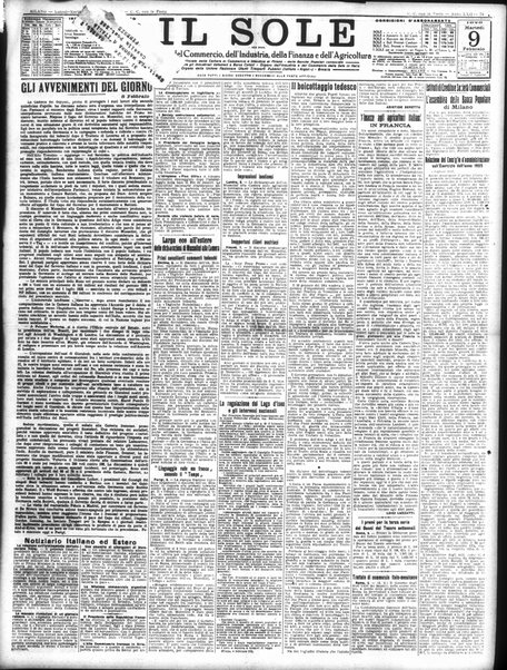 Il sole : giornale commerciale, agricolo, industriale... : organo ufficiale della Camera di commercio e industria di Milano ...