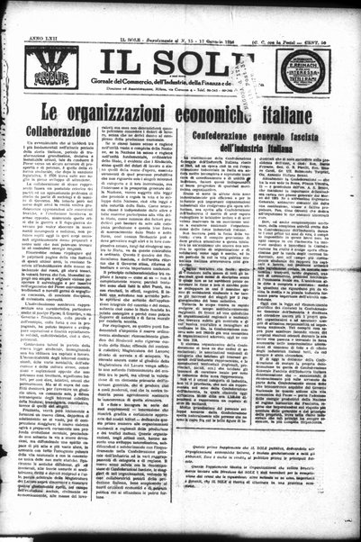 Il sole : giornale commerciale, agricolo, industriale... : organo ufficiale della Camera di commercio e industria di Milano ...