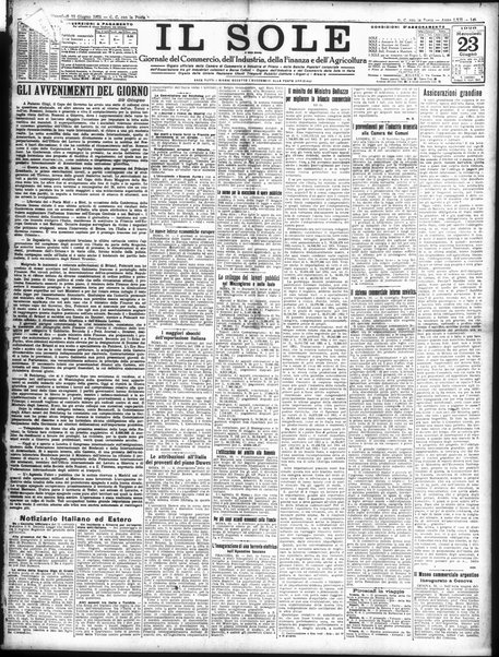 Il sole : giornale commerciale, agricolo, industriale... : organo ufficiale della Camera di commercio e industria di Milano ...