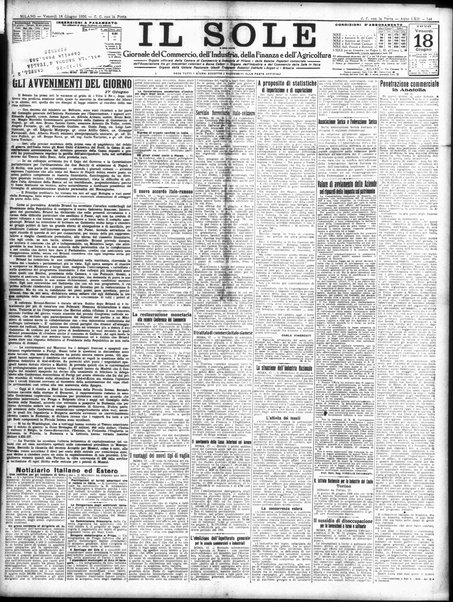 Il sole : giornale commerciale, agricolo, industriale... : organo ufficiale della Camera di commercio e industria di Milano ...