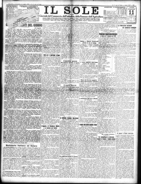 Il sole : giornale commerciale, agricolo, industriale... : organo ufficiale della Camera di commercio e industria di Milano ...