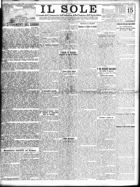 Il sole : giornale commerciale, agricolo, industriale... : organo ufficiale della Camera di commercio e industria di Milano ...