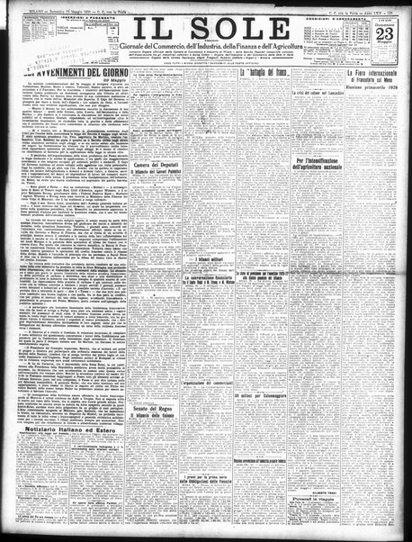 Il sole : giornale commerciale, agricolo, industriale... : organo ufficiale della Camera di commercio e industria di Milano ...