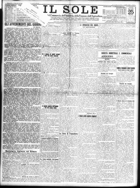 Il sole : giornale commerciale, agricolo, industriale... : organo ufficiale della Camera di commercio e industria di Milano ...