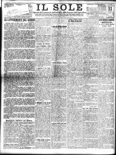 Il sole : giornale commerciale, agricolo, industriale... : organo ufficiale della Camera di commercio e industria di Milano ...