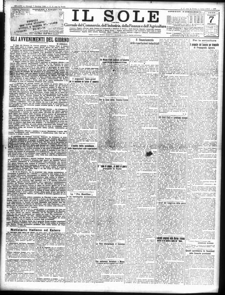 Il sole : giornale commerciale, agricolo, industriale... : organo ufficiale della Camera di commercio e industria di Milano ...