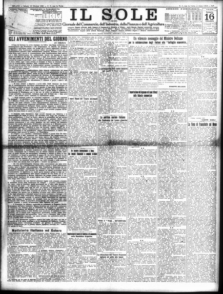 Il sole : giornale commerciale, agricolo, industriale... : organo ufficiale della Camera di commercio e industria di Milano ...