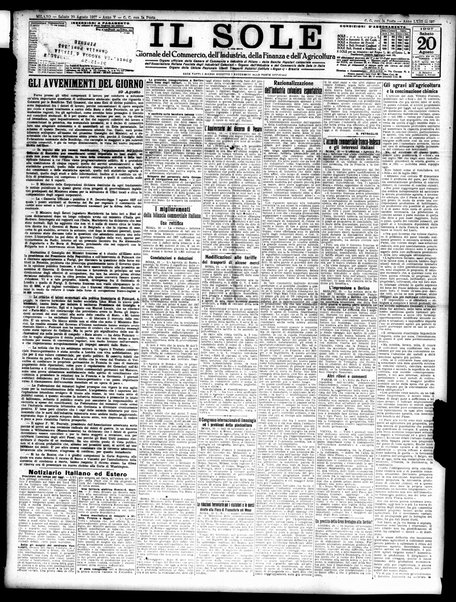 Il sole : giornale commerciale, agricolo, industriale... : organo ufficiale della Camera di commercio e industria di Milano ...