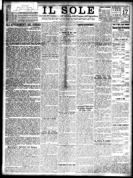 Il sole : giornale commerciale, agricolo, industriale... : organo ufficiale della Camera di commercio e industria di Milano ...