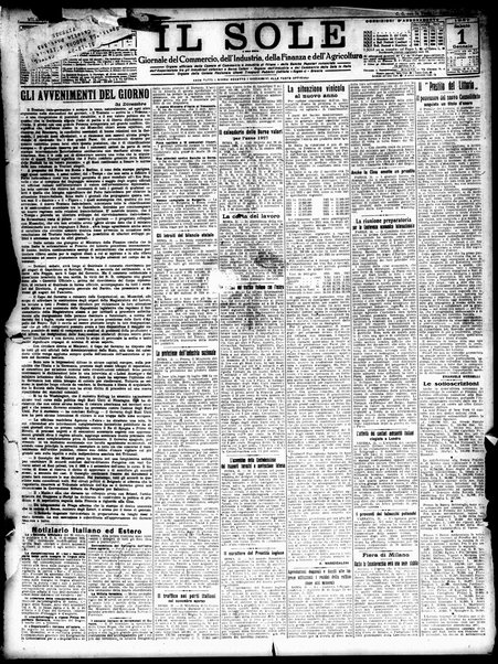 Il sole : giornale commerciale, agricolo, industriale... : organo ufficiale della Camera di commercio e industria di Milano ...