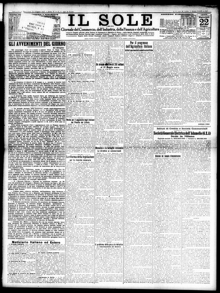 Il sole : giornale commerciale, agricolo, industriale... : organo ufficiale della Camera di commercio e industria di Milano ...