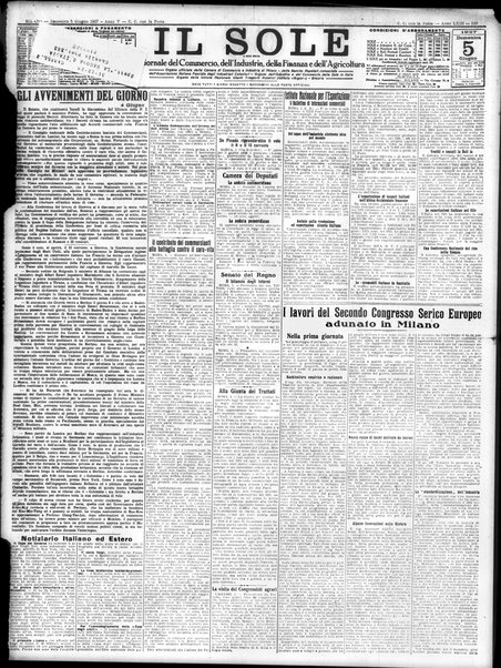 Il sole : giornale commerciale, agricolo, industriale... : organo ufficiale della Camera di commercio e industria di Milano ...