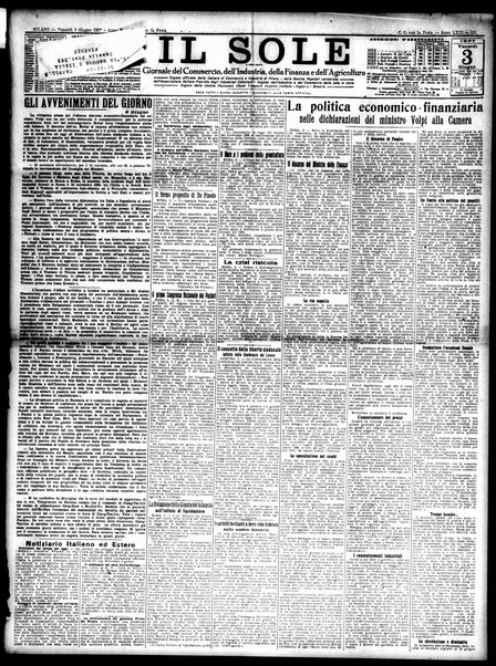 Il sole : giornale commerciale, agricolo, industriale... : organo ufficiale della Camera di commercio e industria di Milano ...