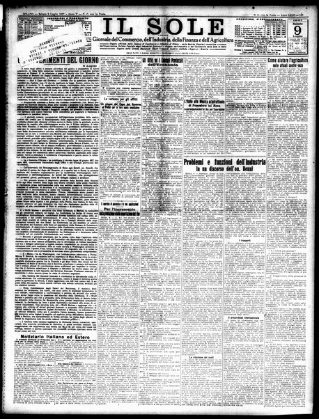Il sole : giornale commerciale, agricolo, industriale... : organo ufficiale della Camera di commercio e industria di Milano ...