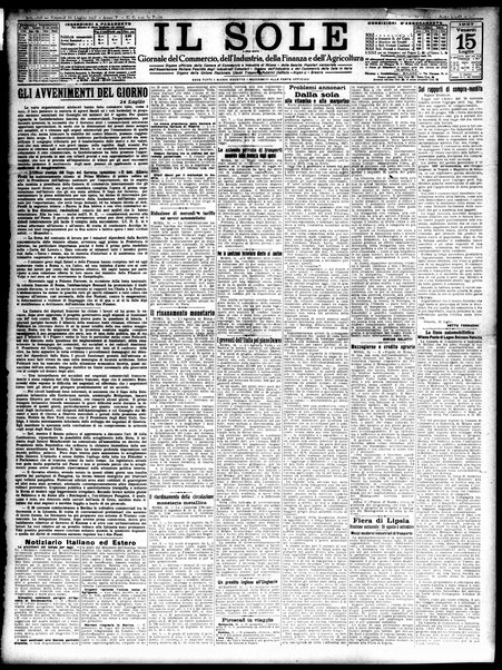 Il sole : giornale commerciale, agricolo, industriale... : organo ufficiale della Camera di commercio e industria di Milano ...