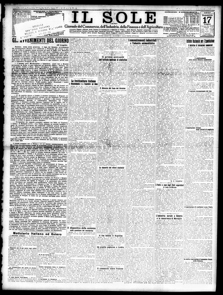 Il sole : giornale commerciale, agricolo, industriale... : organo ufficiale della Camera di commercio e industria di Milano ...