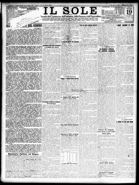 Il sole : giornale commerciale, agricolo, industriale... : organo ufficiale della Camera di commercio e industria di Milano ...