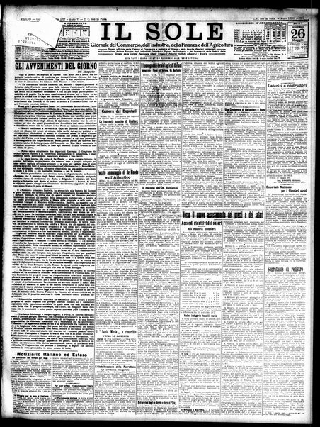 Il sole : giornale commerciale, agricolo, industriale... : organo ufficiale della Camera di commercio e industria di Milano ...