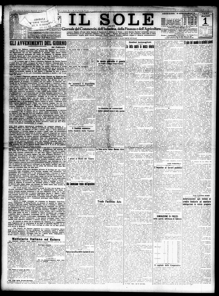 Il sole : giornale commerciale, agricolo, industriale... : organo ufficiale della Camera di commercio e industria di Milano ...