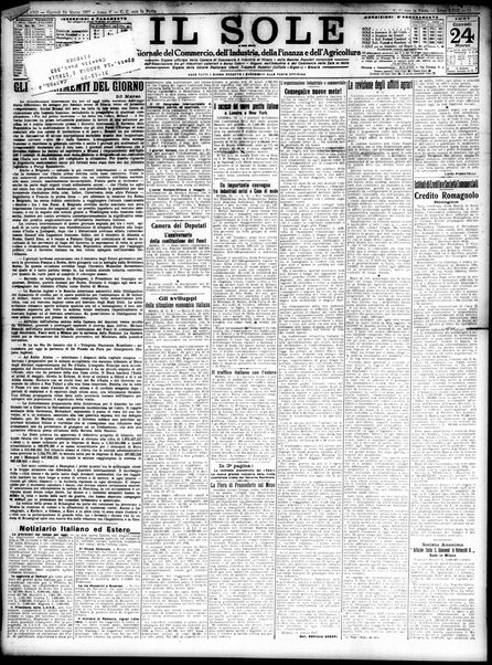 Il sole : giornale commerciale, agricolo, industriale... : organo ufficiale della Camera di commercio e industria di Milano ...