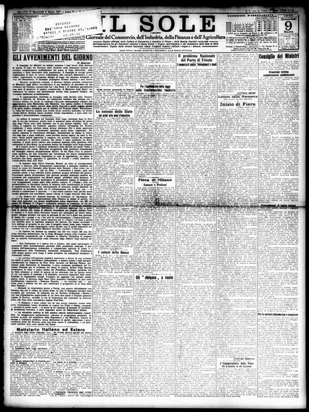 Il sole : giornale commerciale, agricolo, industriale... : organo ufficiale della Camera di commercio e industria di Milano ...