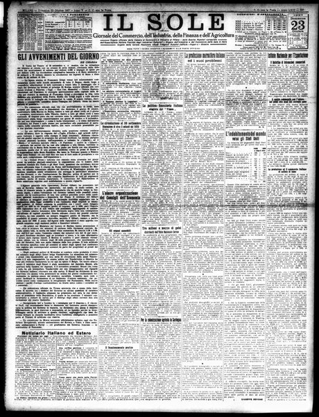 Il sole : giornale commerciale, agricolo, industriale... : organo ufficiale della Camera di commercio e industria di Milano ...