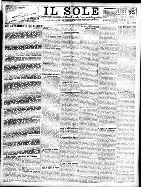 Il sole : giornale commerciale, agricolo, industriale... : organo ufficiale della Camera di commercio e industria di Milano ...