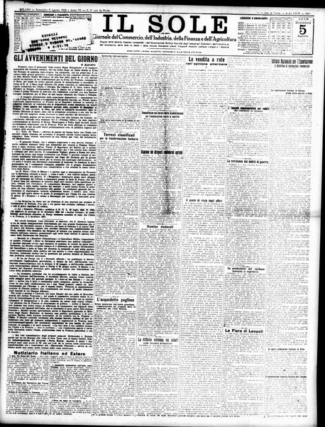 Il sole : giornale commerciale, agricolo, industriale... : organo ufficiale della Camera di commercio e industria di Milano ...