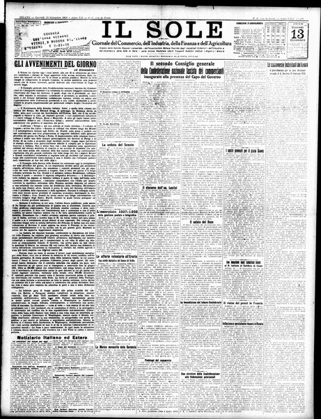 Il sole : giornale commerciale, agricolo, industriale... : organo ufficiale della Camera di commercio e industria di Milano ...