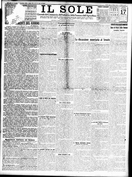 Il sole : giornale commerciale, agricolo, industriale... : organo ufficiale della Camera di commercio e industria di Milano ...