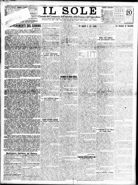 Il sole : giornale commerciale, agricolo, industriale... : organo ufficiale della Camera di commercio e industria di Milano ...